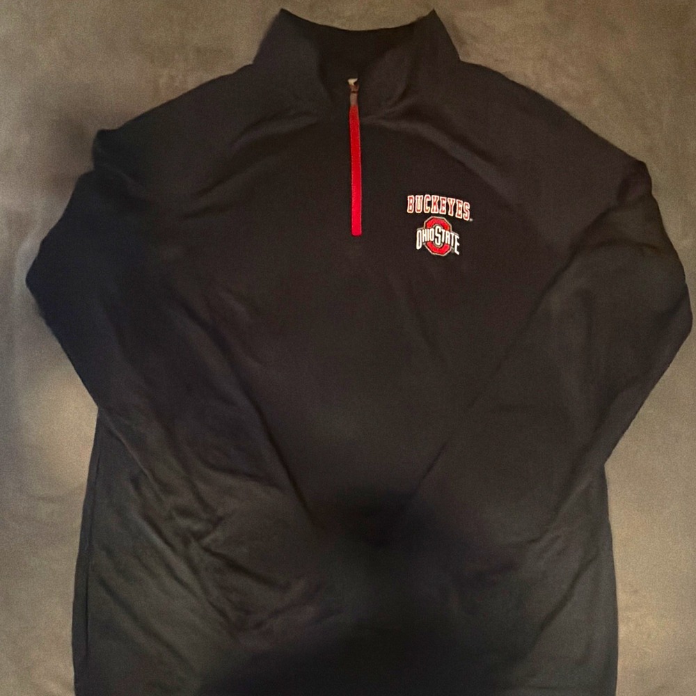Colosseum Youth L Ohio State Buckeyes Black Red 1/4 Zip Pullover Jacket